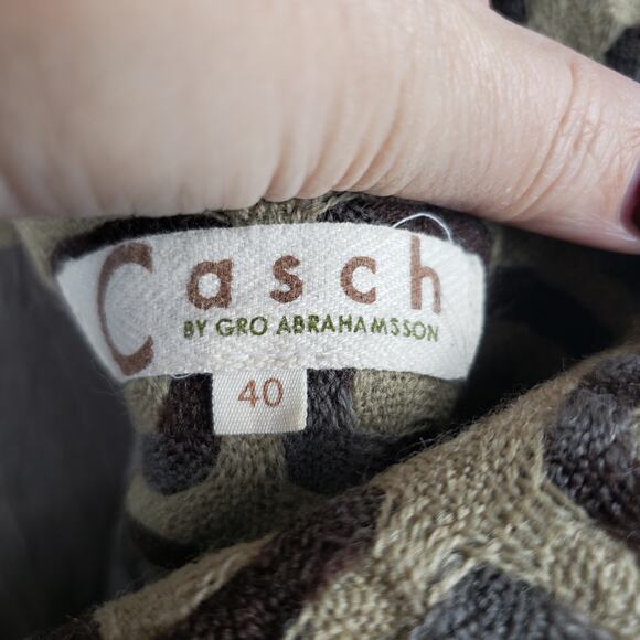 Vintage Casch‎ Women's EU 40 Geo Print Flared Wool Skirt Brown Tan Go-Go Mod - Picture 9 of 11